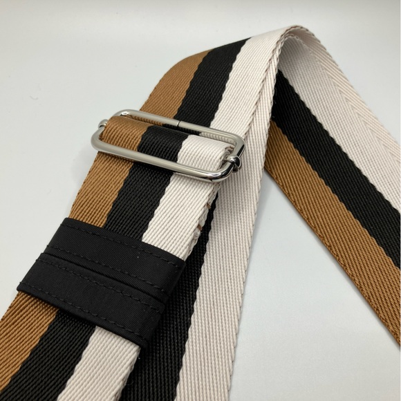 shortyLOVE Boardwalk Strap for Crossbody Bag Black White Brown Stripe - Picture 3 of 6